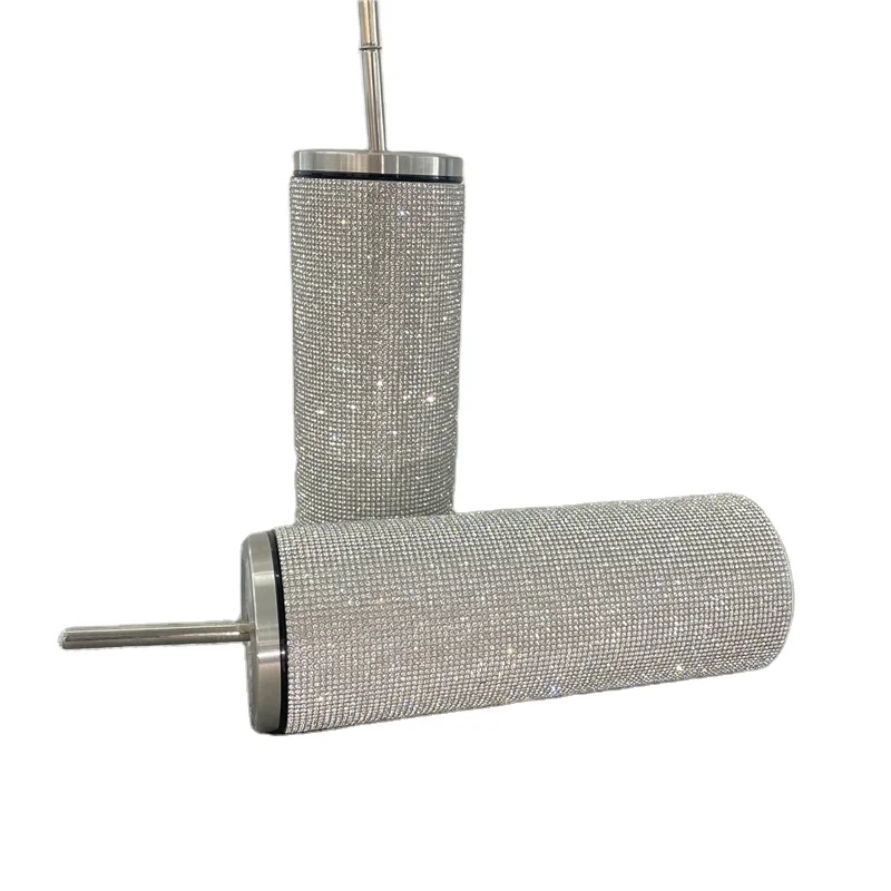 20oz Skinny Stainless Steel Tumbler Cup Double Wall Insulated Straight Rhinestone Tumbler With Lids And Straw, Silver
20oz Skinny Stainless Steel Tumbler Cup Double Wall Insulated Straight Rhinestone Tumbler With Lids And Straw, Silver