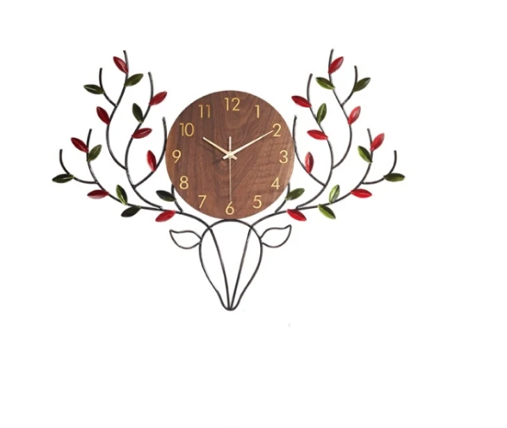 Nordic Natural Style Iron Art 3D Deer Head Wall Clock Metal Creative Bell Home Decor Metal Wooden Wall Clocks, As shown in the figure
Nordic Natural Style Iron Art 3D Deer Head Wall Clock Metal Creative Bell Home Decor Metal Wooden Wall Clocks, As shown in the figure
