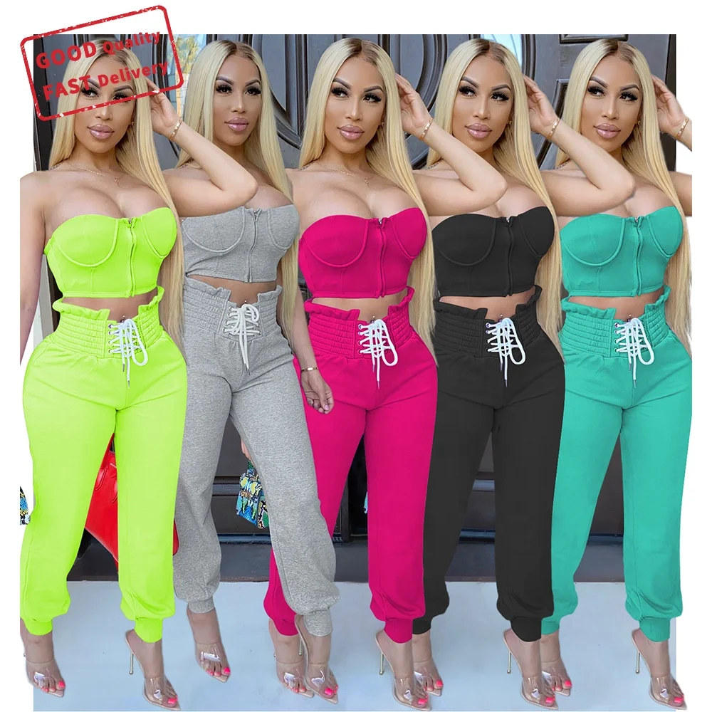 GQ2126 hot sale two piece set woman chest wrap crop top two piece pants set casual sexy two piece set, Picture
GQ2126 hot sale two piece set woman chest wrap crop top two piece pants set casual sexy two piece set, Picture