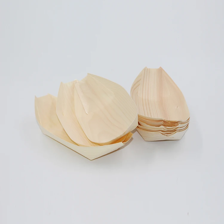 Fruit Sushi Serving Plate Wooden Boat Bowl Food Grade Disposable Plate Dish Food Contact Safe Plate