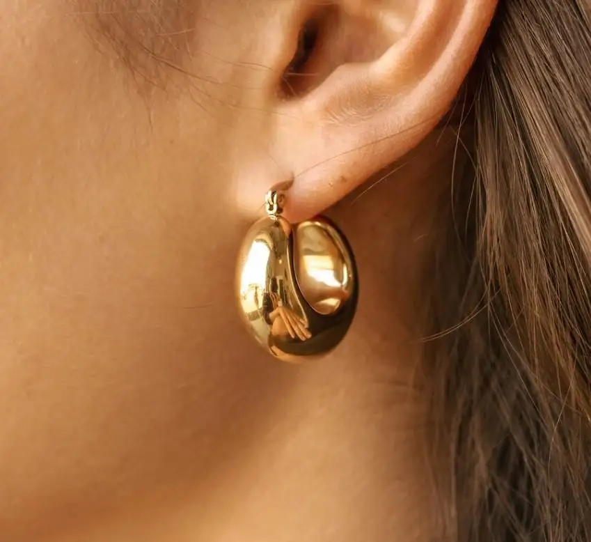 JOOLIM High End 18K Gold Plated Hollow Chunky Simple Hoop Smooth Earrings Jewelry Stainless Steel Jewelry for Women
JOOLIM High End 18K Gold Plated Hollow Chunky Simple Hoop Smooth Earrings Jewelry Stainless Steel Jewelry for Women