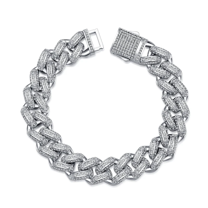 Wholesale men's and women's hip hop bracelets ice out Miami Cuban chain silver bracelet, Sliver
Wholesale men's and women's hip hop bracelets ice out Miami Cuban chain silver bracelet, Sliver