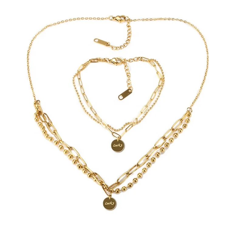 Newly Design Stainless Steel Link Chain Women Necklace Bracelet 18K Gold Plated Disc Choker Necklace, Gold color
Newly Design Stainless Steel Link Chain Women Necklace Bracelet 18K Gold Plated Disc Choker Necklace, Gold color