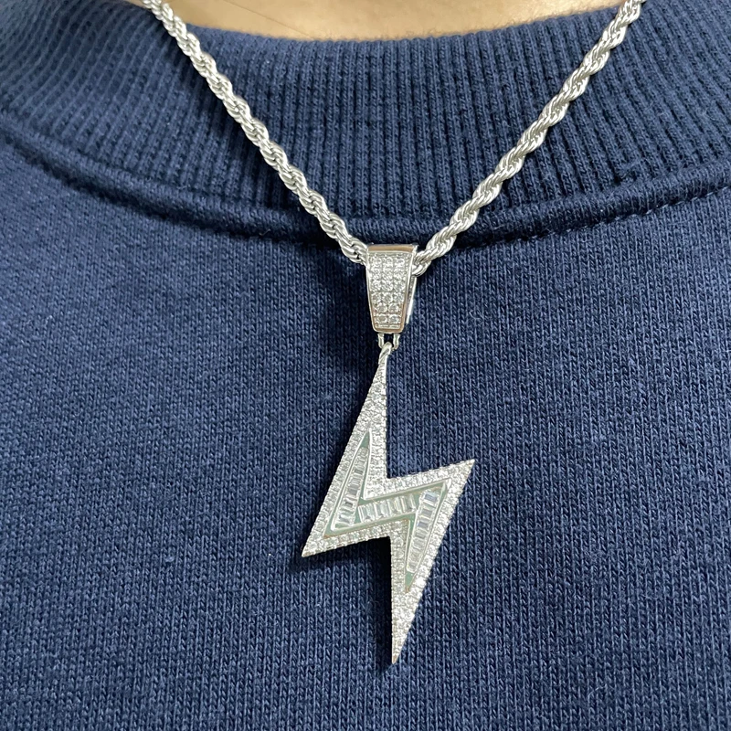 Wholesale Gold Plated Lightning Hip Hop Pendant Men's Fashion Cuban Link Chain Ice Out Necklace Jewelry Gift
Wholesale Gold Plated Lightning Hip Hop Pendant Men's Fashion Cuban Link Chain Ice Out Necklace Jewelry Gift