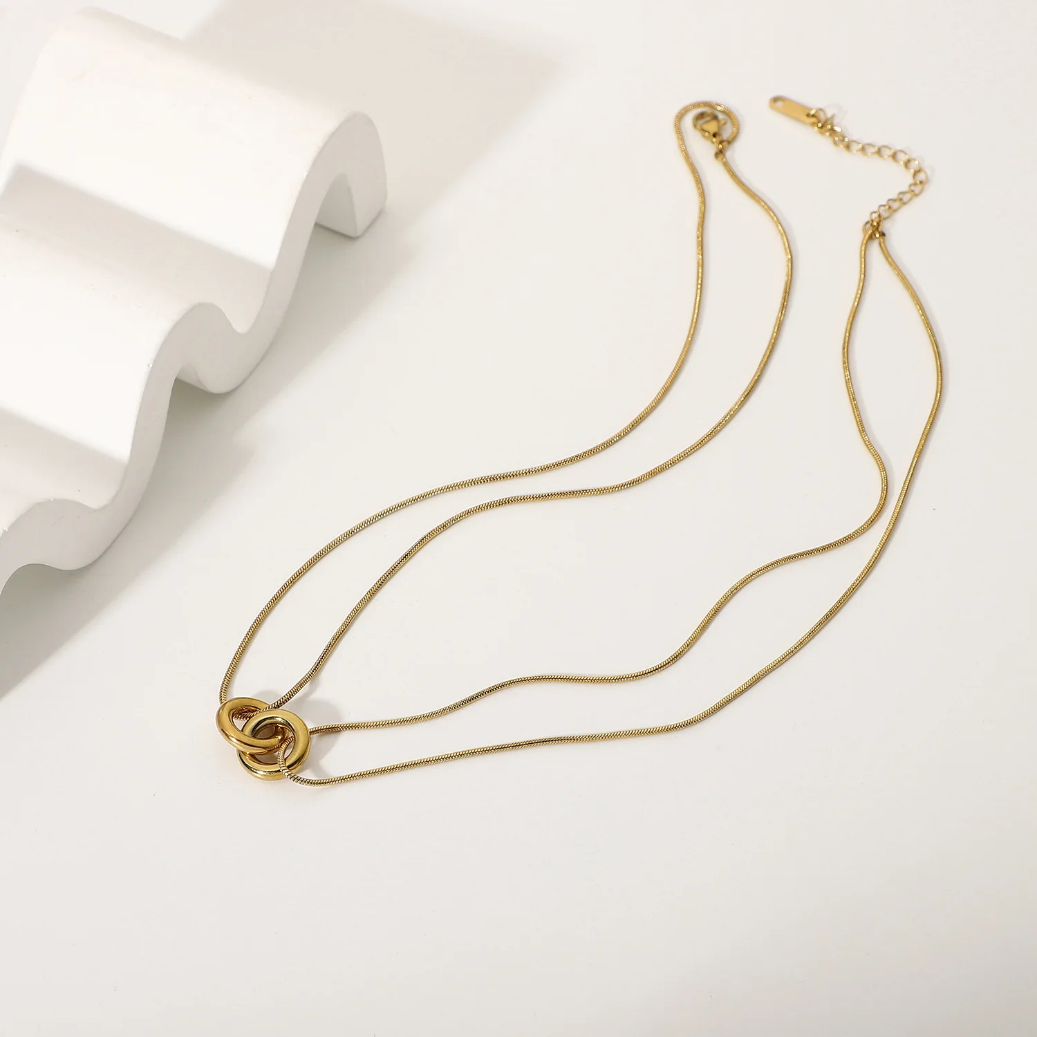 Minimalist jewelry double ring charm choker 14k gold hypoallergenic stainless steel snake chain necklace
Minimalist jewelry double ring charm choker 14k gold hypoallergenic stainless steel snake chain necklace