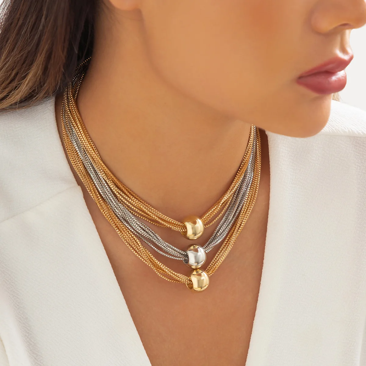 Punk CCB Material Big Ball Choker Necklace For Women Vintage Gold Color Chain Necklace Jewelry Gift Party
Punk CCB Material Big Ball Choker Necklace For Women Vintage Gold Color Chain Necklace Jewelry Gift Party