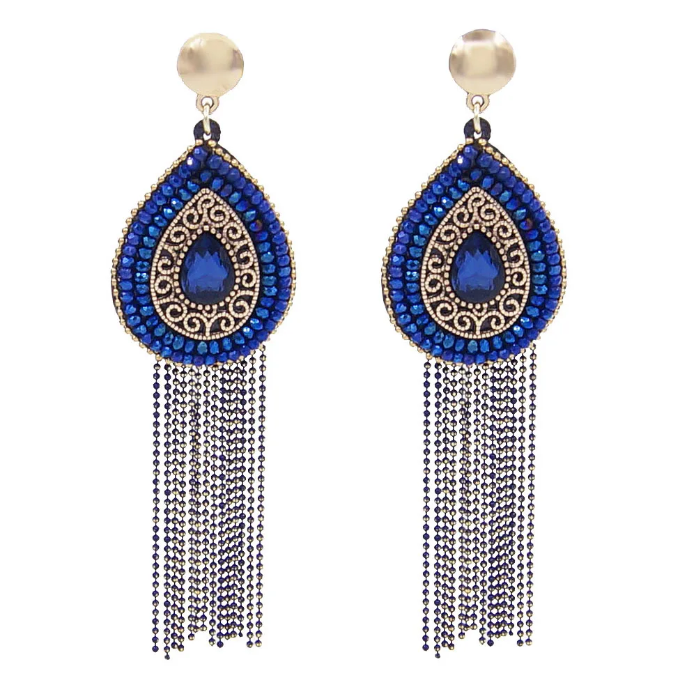 Latest Design Multi layer Long Chain Diamond Tassel Earrings Exaggerated Bling Geometric blue crystal stud earrings
Latest Design Multi layer Long Chain Diamond Tassel Earrings Exaggerated Bling Geometric blue crystal stud earrings