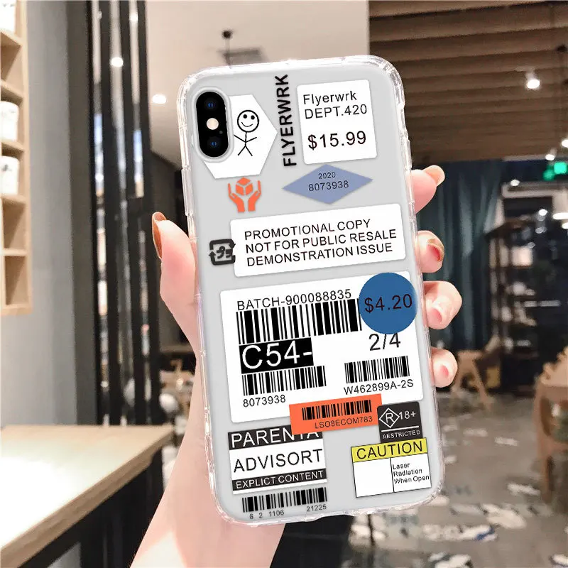 Transparent phone case for iPhone 12 Pro Max 11 Pro Max x XR XS 8 plus se 2020 art label soft TPU silicon back cover
Transparent phone case for iPhone 12 Pro Max 11 Pro Max x XR XS 8 plus se 2020 art label soft TPU silicon back cover