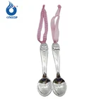 Baby's First Christmas Gifts Flower and Rabbit Spoon Set of 2 Metal Ornament