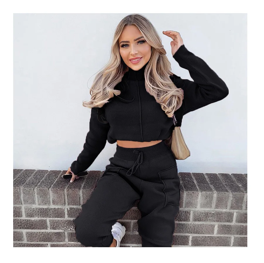 2021New Fashion High Neck Show Waist Sports Casual Two Piece Outfit Woman Custom Logo Sweatsuit
2021New Fashion High Neck Show Waist Sports Casual Two Piece Outfit Woman Custom Logo Sweatsuit