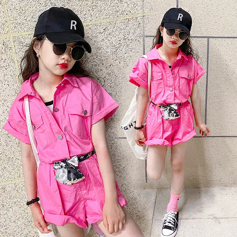 Wholesale teen girls casual jumpsuit short sleeve cool girls short rompers with belt, Picture shows
Wholesale teen girls casual jumpsuit short sleeve cool girls short rompers with belt, Picture shows