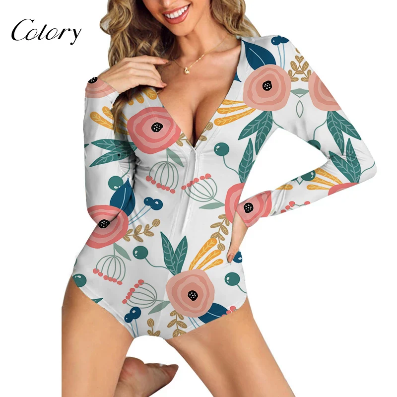 Colory Wholesale Flower Printed Long Sleeve Women's knitted Sleepwear Onesie, Picture shows
Colory Wholesale Flower Printed Long Sleeve Women's knitted Sleepwear Onesie, Picture shows