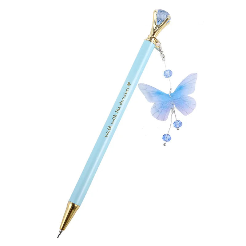 0.7mm Kawaii Korea stationery girl's gifts Top Diamond Crystal metal mechanical pencil with butterfly beads shell pendant 
0.7mm Kawaii Korea stationery girl's gifts Top Diamond Crystal metal mechanical pencil with butterfly beads shell pendant