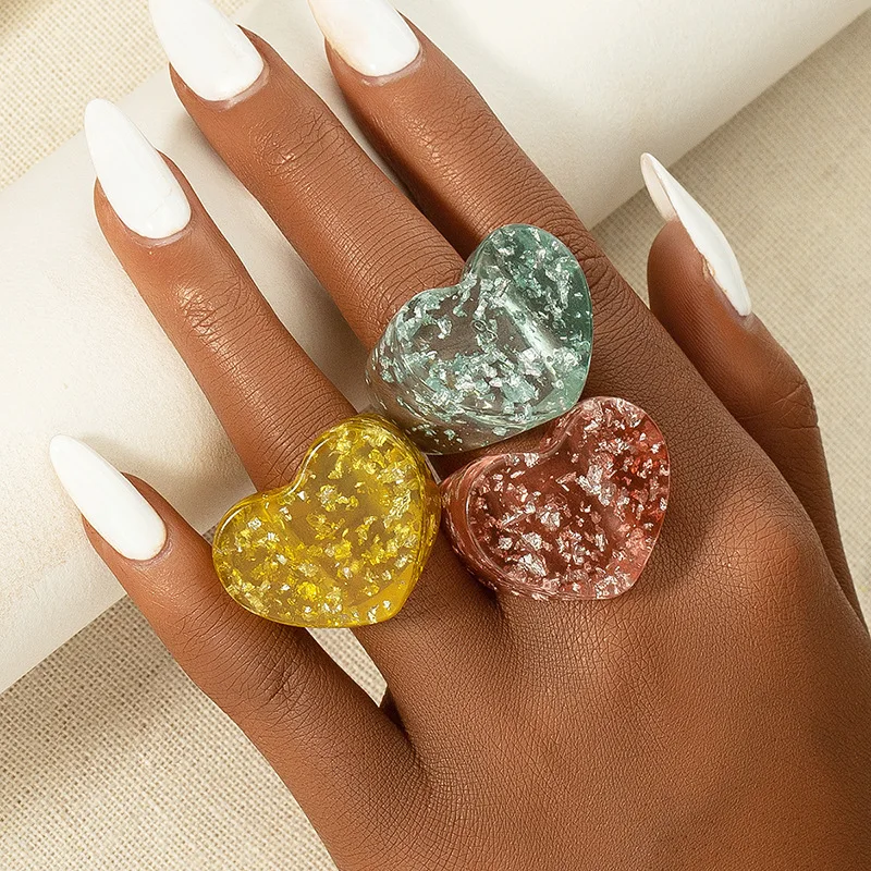 INS Jewelry Clear Bling Bling Resin Acrylic Finger Ring Transparent Heart Shaped Rings for Women Girl Jewelry, Green/yellow/pink
INS Jewelry Clear Bling Bling Resin Acrylic Finger Ring Transparent Heart Shaped Rings for Women Girl Jewelry, Green/yellow/pink