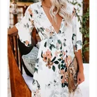Wholesale Ladies Summer Floral Dress Street Trendy V neck Originality Irregular Women Dress