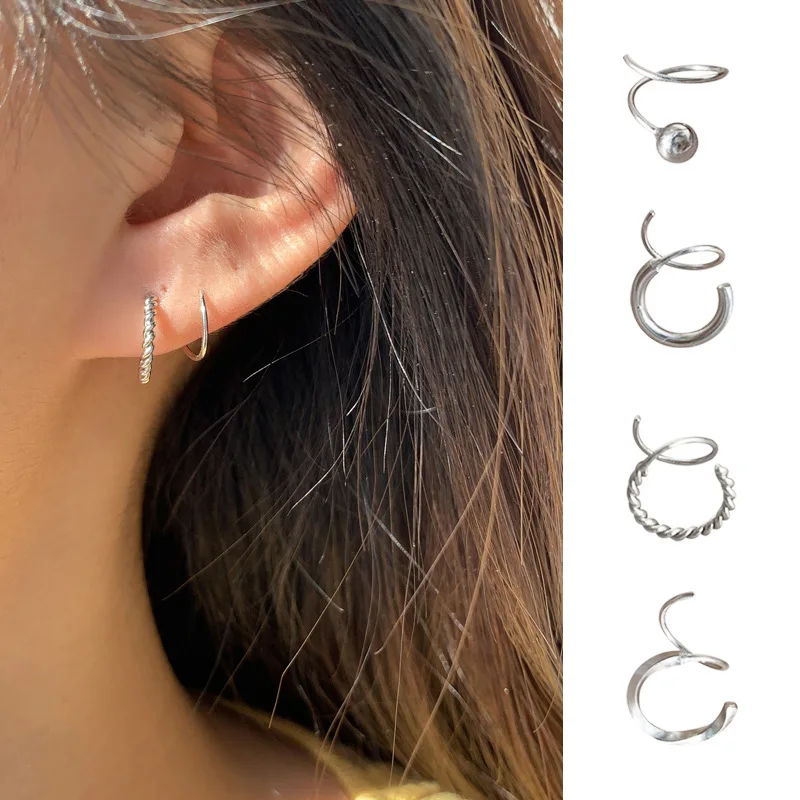 Simple Looking Sliver Double Earrings for Women Hemp Twist Spiral Earring Clip Ear Rings, 9 designs
Simple Looking Sliver Double Earrings for Women Hemp Twist Spiral Earring Clip Ear Rings, 9 designs