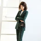 Suit Woven Women High Quality Office Ladies Suit Woven Notched Single Breasted Plaid Blazers For Women