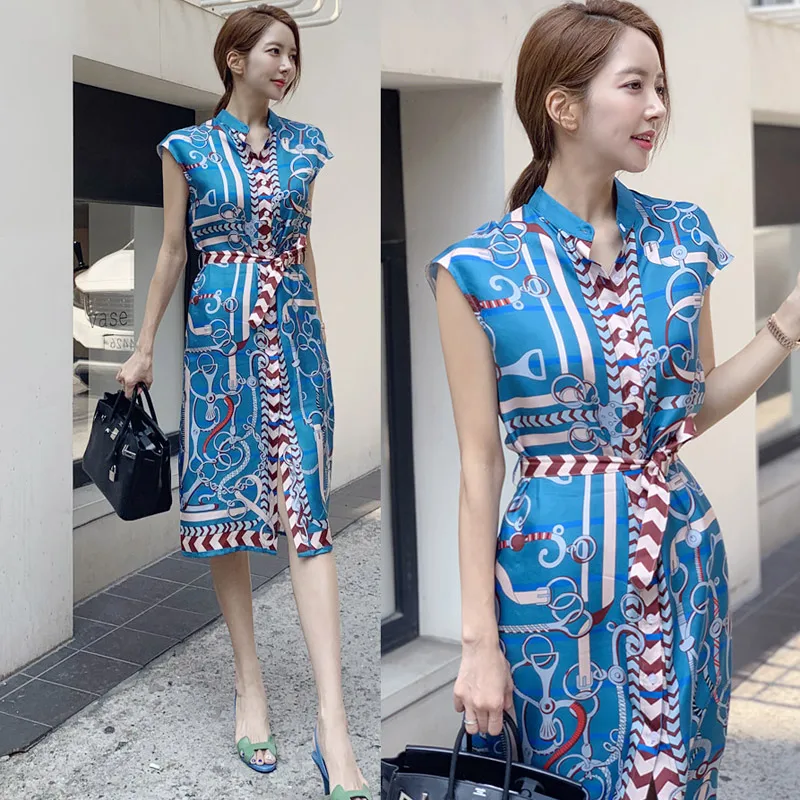 Most popular new design beautiful korean style graceful turn down collar sleeveless lace-up fashion women summer blue dresses
Most popular new design beautiful korean style graceful turn down collar sleeveless lace-up fashion women summer blue dresses