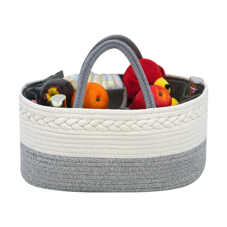 New style nursery organizer baby cotton rope diaper caddy with handles, Double color or custom
New style nursery organizer baby cotton rope diaper caddy with handles, Double color or custom