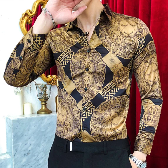 Luxury Gold Print Shirt 2021 Fashion Brand Men's Club Clothing Slim Long-Sleeved Tuxedo Men, Custom color
Luxury Gold Print Shirt 2021 Fashion Brand Men's Club Clothing Slim Long-Sleeved Tuxedo Men, Custom color