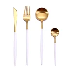 Stainless Steel 18/10 Colorful Eco Dinnerware White Gold Wedding Cutlery