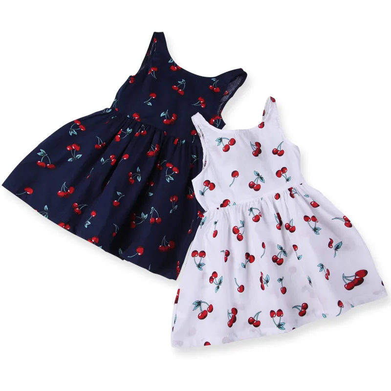 Girl cherry print cotton dress goes well with a sleeveless sundress for middle school children
Girl cherry print cotton dress goes well with a sleeveless sundress for middle school children