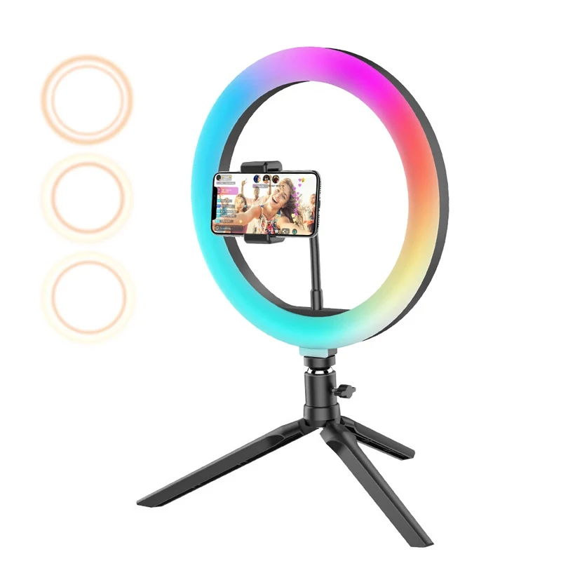 LED Ring Light With Tripod Stand Phone Holder 10 inch Dimmable USB Beauty RGB Selfie Ring Fill Light, Rgb colors
LED Ring Light With Tripod Stand Phone Holder 10 inch Dimmable USB Beauty RGB Selfie Ring Fill Light, Rgb colors