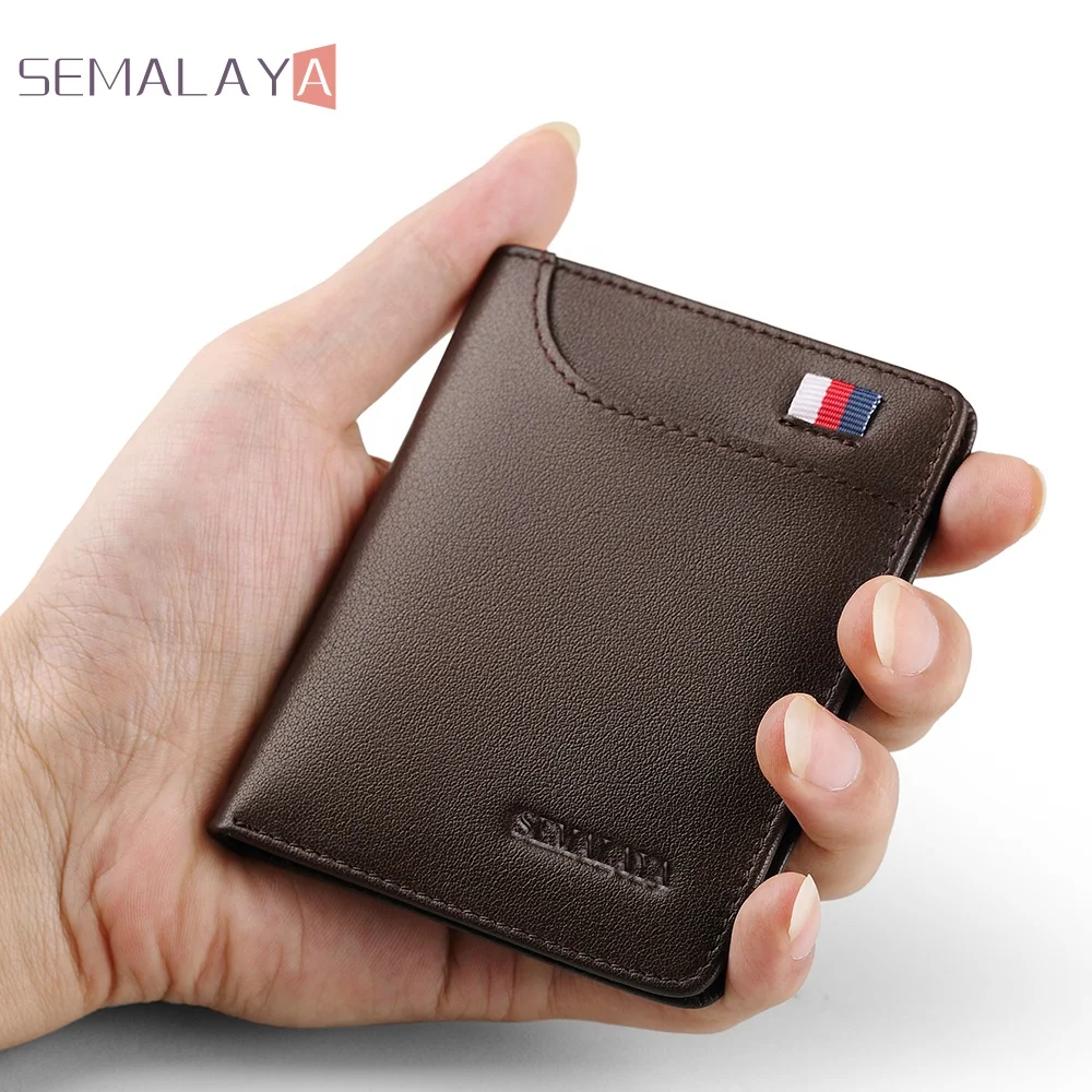 

fashionable pure leather wallet for mens genuine slim short purse cow hide leather purse Credit Card Holder Bifold, Blue/black/brown