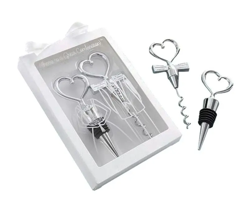 

Ywbeyond Wedding Return Gifts Combination Corkscrew Wine set Heart Shape for Couple Wine Bottle Opener and Stopper Sets