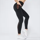 custom logo print plus size girls wearing gym sports mesh legging leggins for women yoga pants pocket