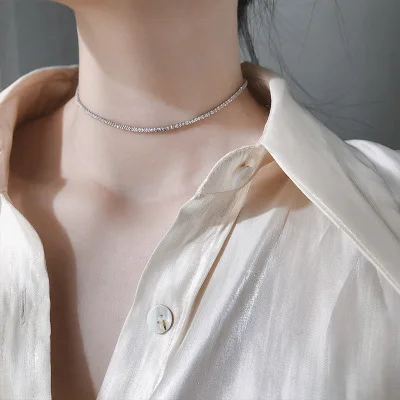 Minimalist 925 Silver Link Chain Crystal Necklace Sterling Silver Full Rhinestone Crystal Choker Chain Necklace For Women
Minimalist 925 Silver Link Chain Crystal Necklace Sterling Silver Full Rhinestone Crystal Choker Chain Necklace For Women