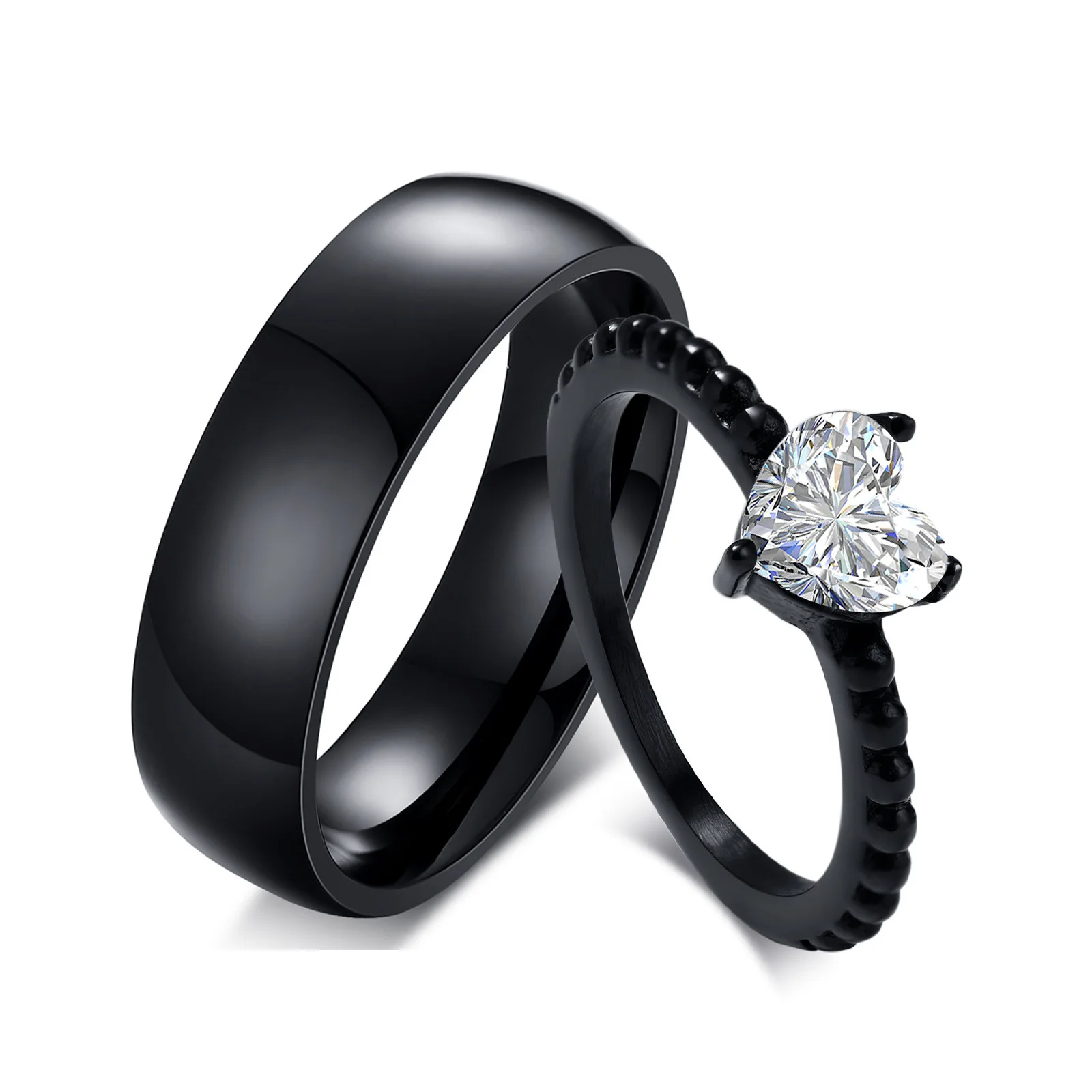 2024 Women Men Couple Rings Black Stainless Steel Heart Zircon Wedding Rings for Valentine's Day Engagement Ring Set Jewelry
2024 Women Men Couple Rings Black Stainless Steel Heart Zircon Wedding Rings for Valentine's Day Engagement Ring Set Jewelry