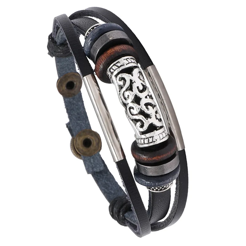 Punk Hollow Engraved Tube Connection Adjustable Multilayer Leather Bracelet, Black/brown
Punk Hollow Engraved Tube Connection Adjustable Multilayer Leather Bracelet, Black/brown
