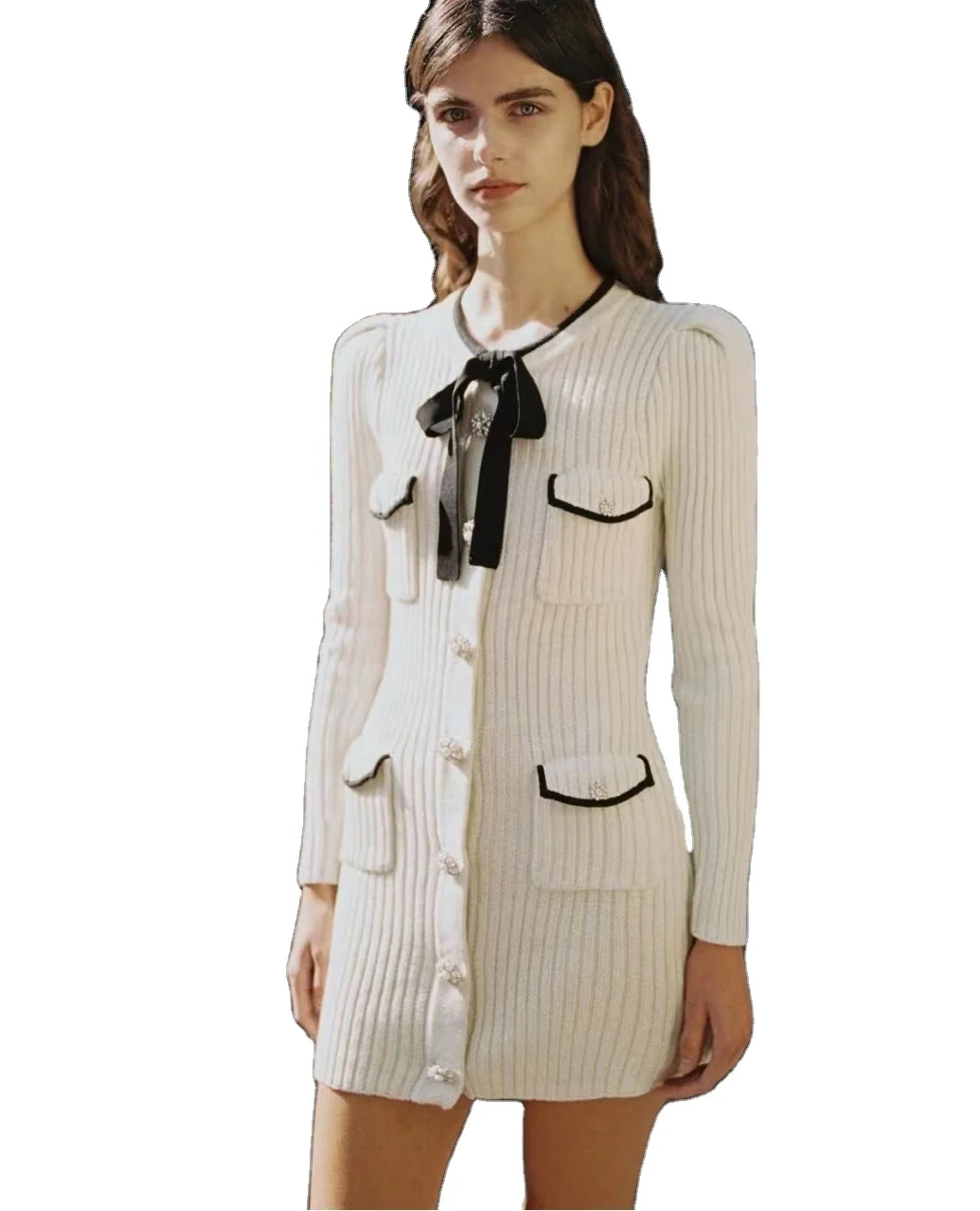 Sweater Dress Chanel-style Bow French Style Temperament Slim Fit Slimming White Knitted Fabric Dress Women's Long Sleeve 2021
Sweater Dress Chanel-style Bow French Style Temperament Slim Fit Slimming White Knitted Fabric Dress Women's Long Sleeve 2021