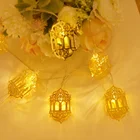 Battery USB Powered Led Metal Temple Ramadan And Eid Lantern Wall String Decoration Lights