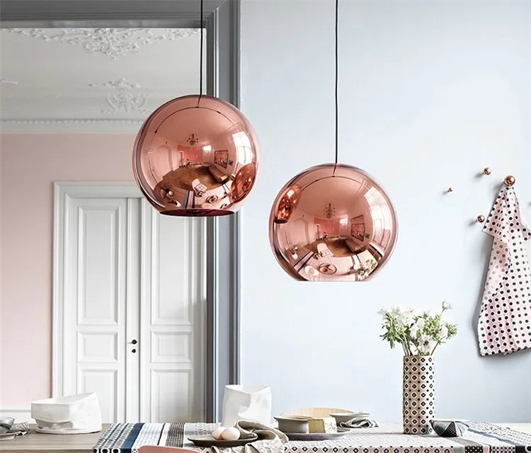 Nordic Modern Creative Round Glass Pendant Lights Individual Space Ball Chandelier Lamp Plating glass Hanging Lamp