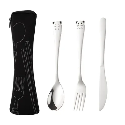 New Product Children's Tableware Portable Cutlery Set 304 Stainless Steel Spoon Cute Cartoon Children's Spoon Fork Vajilla, 3 color
New Product Children's Tableware Portable Cutlery Set 304 Stainless Steel Spoon Cute Cartoon Children's Spoon Fork Vajilla, 3 color