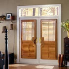 Modern French doors easy installation wooden Customized colors plantation shutters