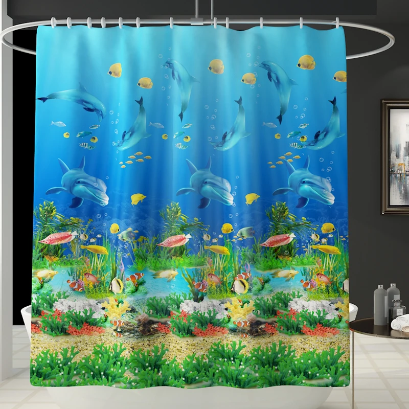 Starfish printed Toilet Pad Cover Bath Mat Shower Curtain Set for Bathroom Decoration Home Textile