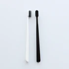 Custom Plastic Handle Black White Tooth Brush Activated Bamboo Charcoal Bristle Toothbrush For Adult