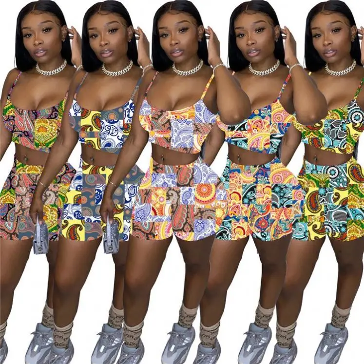 PEARL Conjuntos De Verano Para Mujer 2021 Crop Top Summer Sleeveless Printed Sexy Two Piece Short Pants Set
PEARL Conjuntos De Verano Para Mujer 2021 Crop Top Summer Sleeveless Printed Sexy Two Piece Short Pants Set