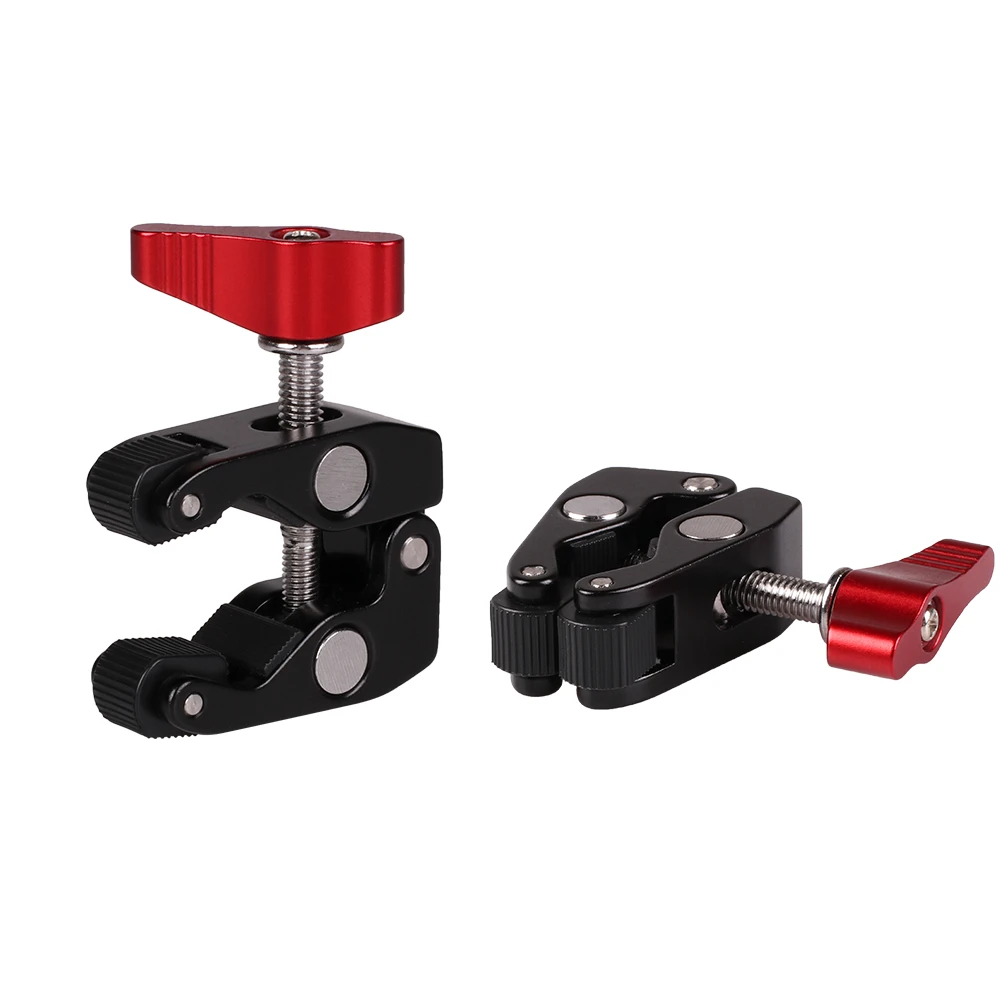 Super Crab Claw Clamp with Red Knob Magic Arm Clamp with 1/4" and 3/8" for DSLR Camcorder Tripod Monitor StudioVideo Flash Light, Black&red
Super Crab Claw Clamp with Red Knob Magic Arm Clamp with 1/4" and 3/8" for DSLR Camcorder Tripod Monitor StudioVideo Flash Light, Black&red