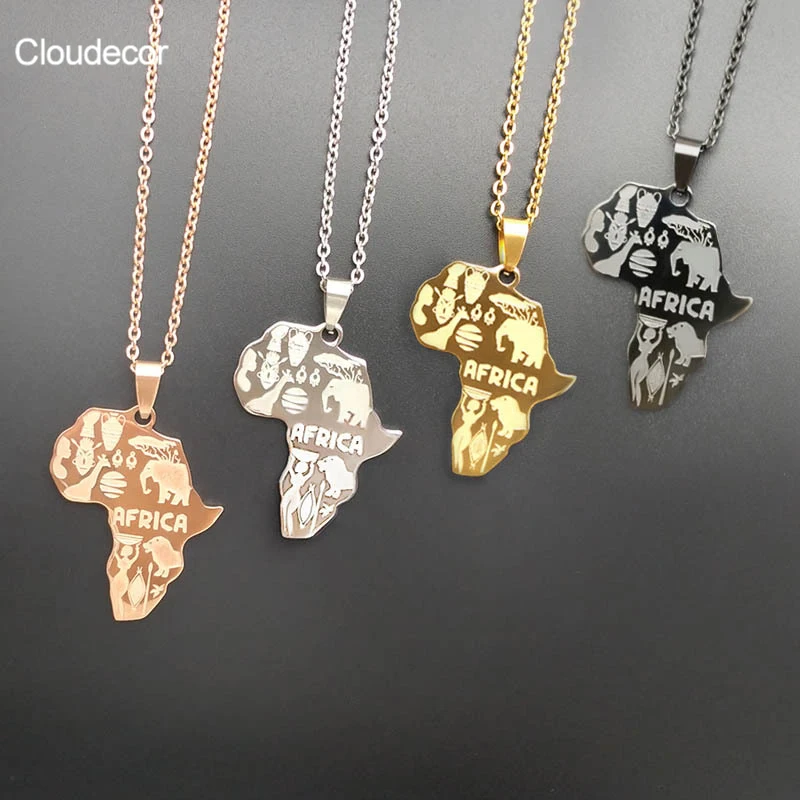 High Quality Trendy Africa Map Pendant Necklace Gold Men Animal Print African Necklaces Map Stainless Steel Pendant Necklace, 18k gold
High Quality Trendy Africa Map Pendant Necklace Gold Men Animal Print African Necklaces Map Stainless Steel Pendant Necklace, 18k gold