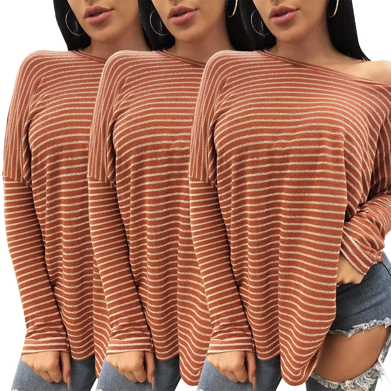 2021 New Fashion Stripe Off Shouder O Neck Streetwear Polyester Woman Long Sleeve T Shirt
2021 New Fashion Stripe Off Shouder O Neck Streetwear Polyester Woman Long Sleeve T Shirt