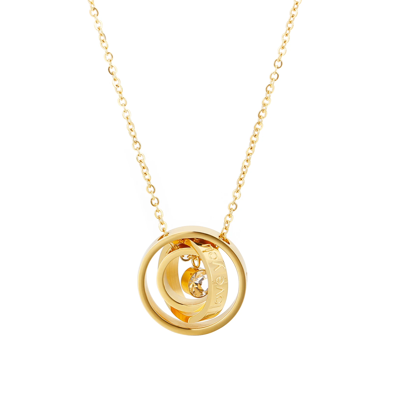 Simple Trendy Stainless Steel Double Ring Inlaid Zircon Necklace Gift Girl Necklace, Rose/gold/steel
Simple Trendy Stainless Steel Double Ring Inlaid Zircon Necklace Gift Girl Necklace, Rose/gold/steel