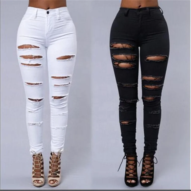 Summer Women's Ripped Jeans Slim Fit Solid Color Personalized Jeans Long Fashion Slim Jeans, Picture
Summer Women's Ripped Jeans Slim Fit Solid Color Personalized Jeans Long Fashion Slim Jeans, Picture
