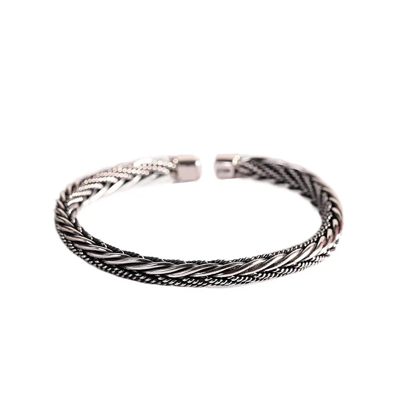 Sterling Silver 999 Woven Bracelet Bangle for Men and Women Simple Retro Hemp Rope Hip-hop Rock Bracelet Jewelry
Sterling Silver 999 Woven Bracelet Bangle for Men and Women Simple Retro Hemp Rope Hip-hop Rock Bracelet Jewelry