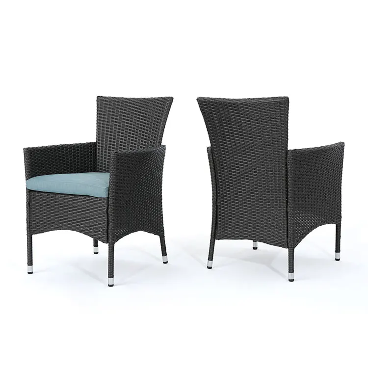 Outdoor 2 pcs Modern Grey Rattan Dining Chairs with Teal Water Resistant Cushions
Outdoor 2 pcs Modern Grey Rattan Dining Chairs with Teal Water Resistant Cushions