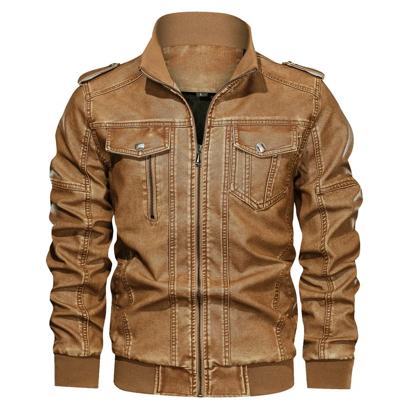 Winter Stand Collar Washing color Brushed Men Outdoor Casual PU leather Biker Jacket
Winter Stand Collar Washing color Brushed Men Outdoor Casual PU leather Biker Jacket