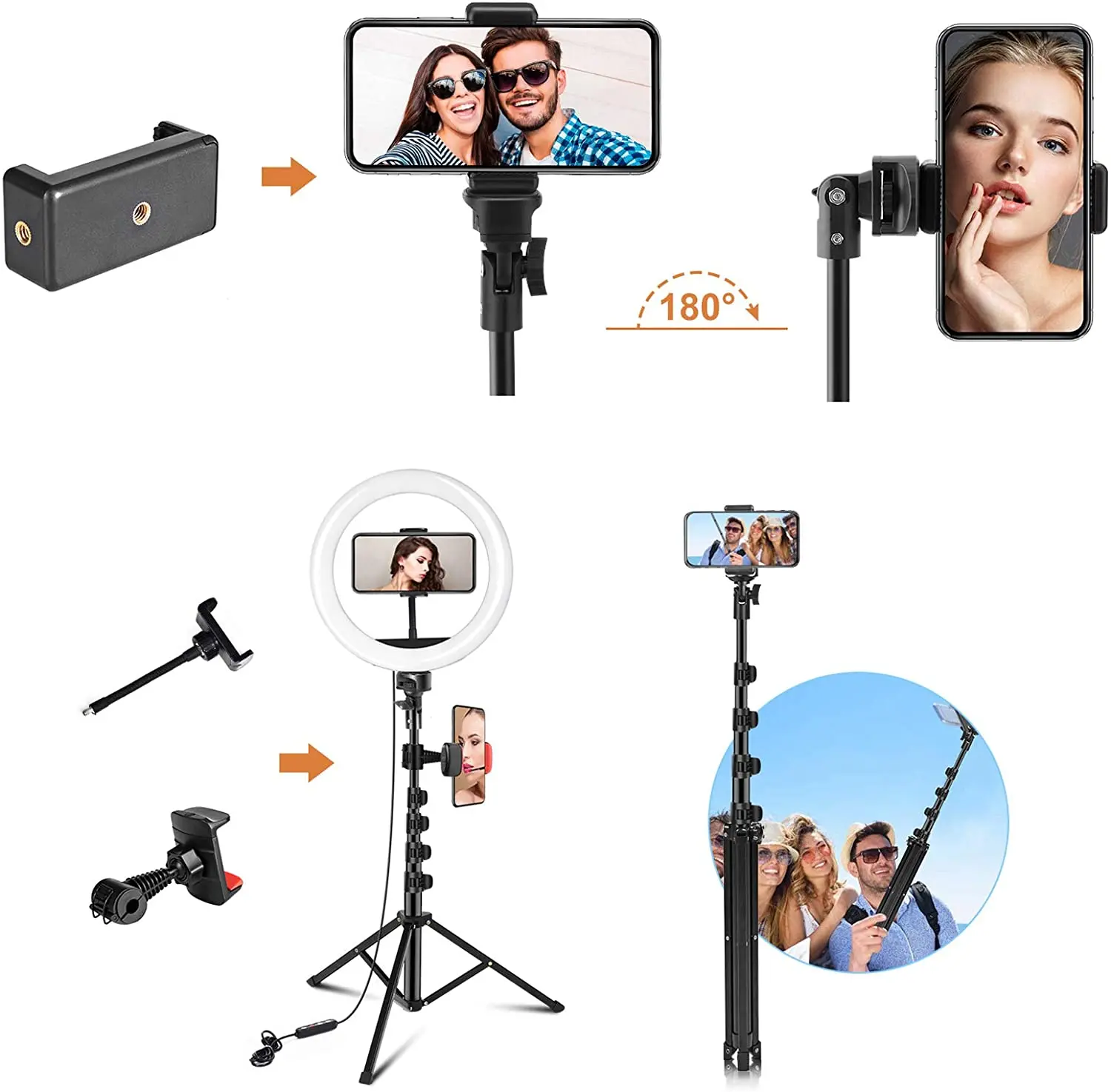 10" Ring Light with Extendable Tripod Stand & Cellphone Holder for Live Stream/Makeup/YouTube Video
10" Ring Light with Extendable Tripod Stand & Cellphone Holder for Live Stream/Makeup/YouTube Video
